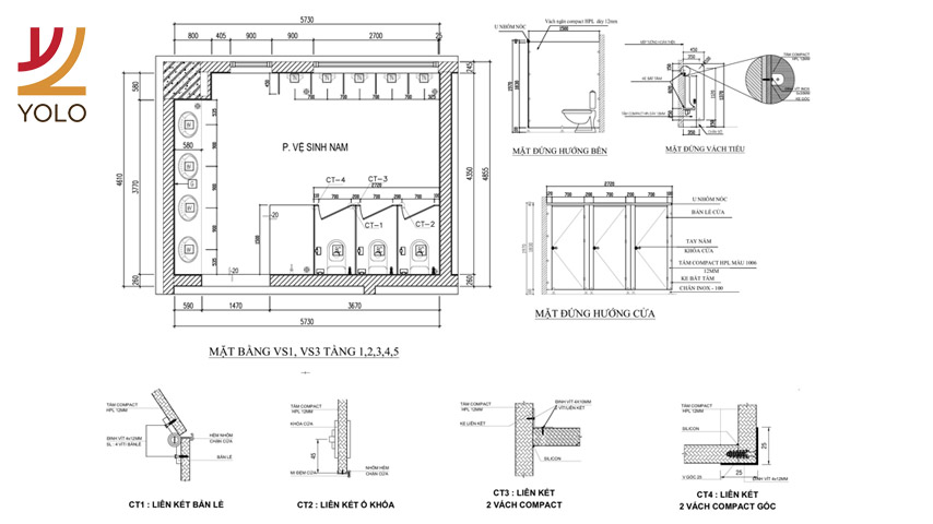 Bản vẽ chi tiết nhà vệ sinh trong thiết kế nhà